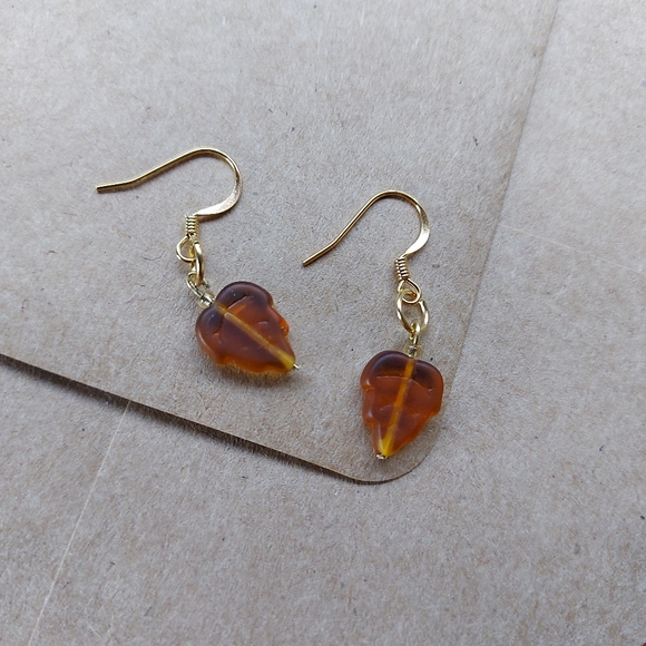 3 for 20 Handmade Orange Leaf Earrings - Picture 1 of 1